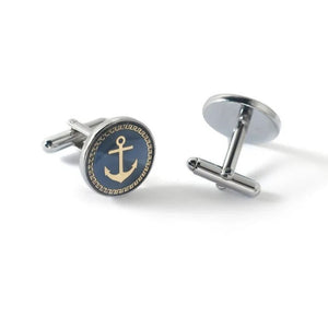 boutons manchette ancre mer océan navigation navire bateau gouvernail marins marin compas rose des vents voile voilier ancrage capitaine mât lac fleuve navigation