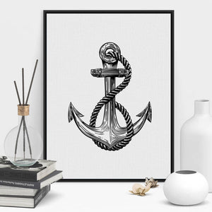 affiche poster décoration ancre mer océan navigation navire bateau gouvernail marins marin compas rose des vents voile voilier ancrage capitaine mât lac fleuve navigation