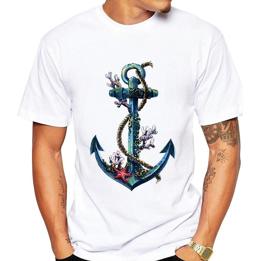 t-shirt vêtement ancre mer océan navigation navire bateau gouvernail marins marin compas rose des vents voile voilier ancrage